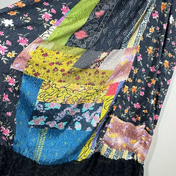 UO Kimchi Blue Mae Patchwork Dress Multicolor Lace Trim Spaghetti Strap Small - Picture 7 of 9